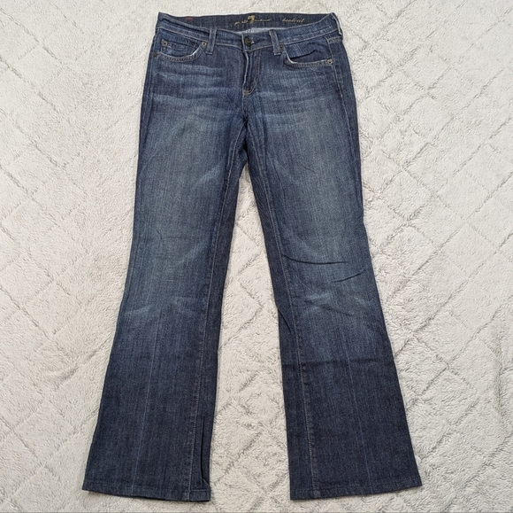 7 For All Mankind Jeans Women's 26 Blue Dark Bootcut Low-Rise Embellished Y2K - Picture 1 of 10